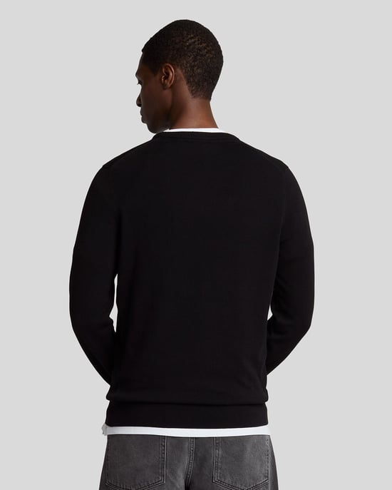 Lyle & Scott katoenen trui met ronde hals - zwart - Image 3