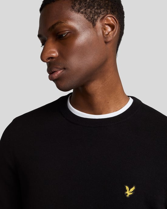 Lyle & Scott katoenen trui met ronde hals - zwart - Image 4