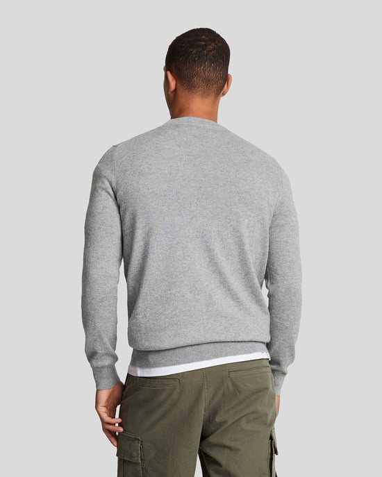 Lyle & Scott katoenen merino trui met ronde hals - grijs - Image 3