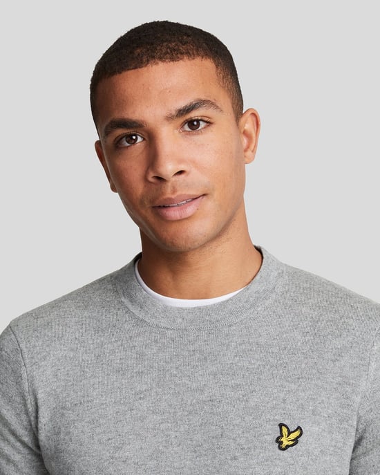 Lyle & Scott katoenen merino trui met ronde hals - grijs - Image 4