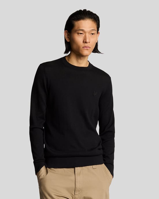 Lyle & Scott Superfine Cotton Crew Neck Jumper - Black - Image 1