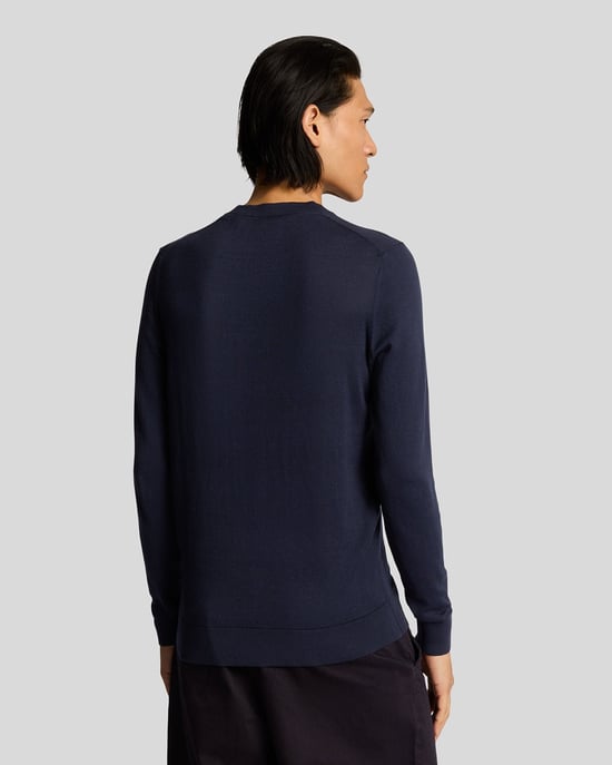 Lyle & Scott Superfine Cotton Crew Neck Jumper - Navy - Image 3