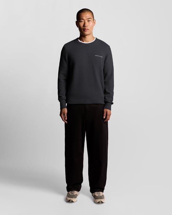 Lyle & Scott Stickad Tröja Med Manschett – Marinblå - Image 2