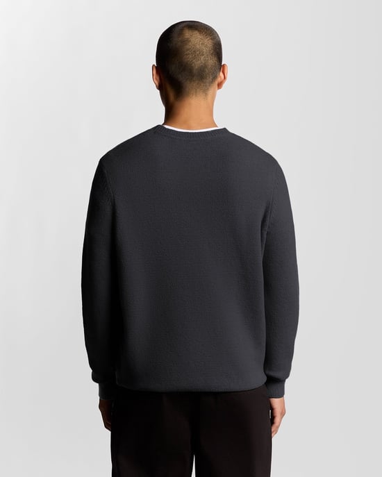 Lyle & Scott Stickad Tröja Med Manschett – Marinblå - Image 4