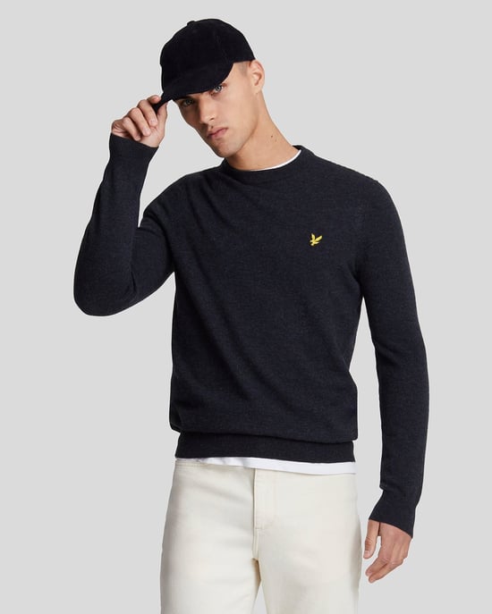 Lyle & Scott Lamswol Blend Ronde Hals Trui - Marineblauw - Image 1