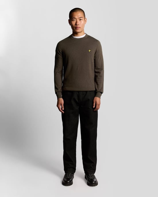 Lyle & Scott Cotton Merino Crew Neck Jumper - Brown - Image 2