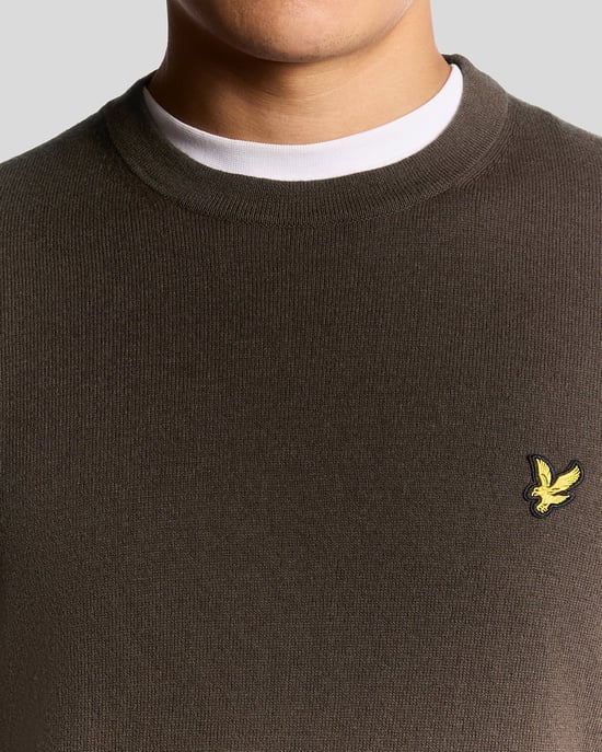 Lyle & Scott Cotton Merino Crew Neck Jumper - Brown - Image 3