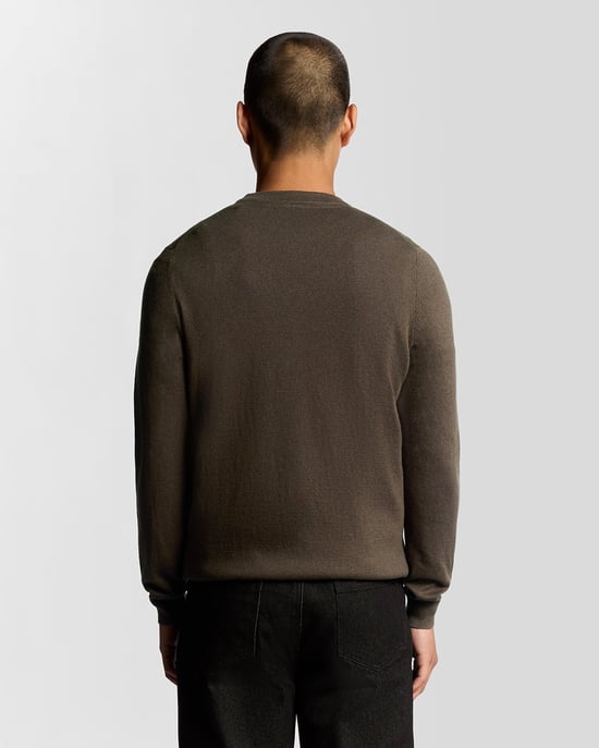 Lyle & Scott Cotton Merino Crew Neck Jumper - Brown - Image 4