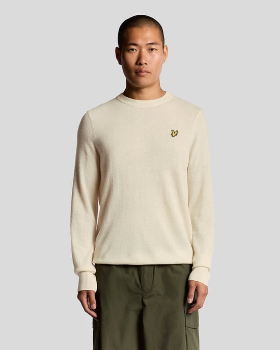 Lyle & Scott Lambswool Blend Crew Neck Jumper - White - Image 1