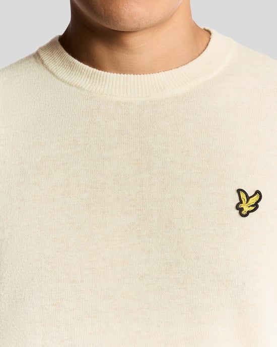 Lyle & Scott Lambswool Blend Crew Neck Jumper - White - Image 3