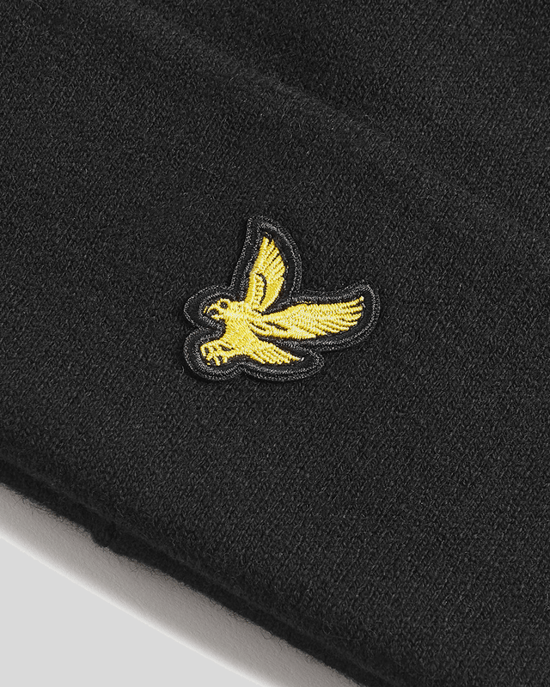 Lyle & Scott Merino Wool Blend Beanie - Black - Image 3