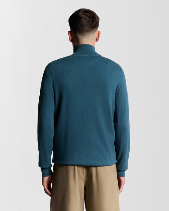 Lyle & Scott Cotton Merino 1/4 Zip Jumper - Blue - Image 4