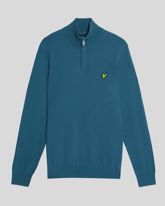 Lyle & Scott Cotton Merino 1/4 Zip Jumper - Blue - Image 5