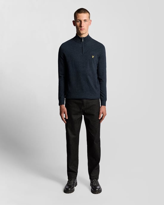 Lyle & Scott Lambswool Blend 1/4 Zip Jumper - Navy - Image 2