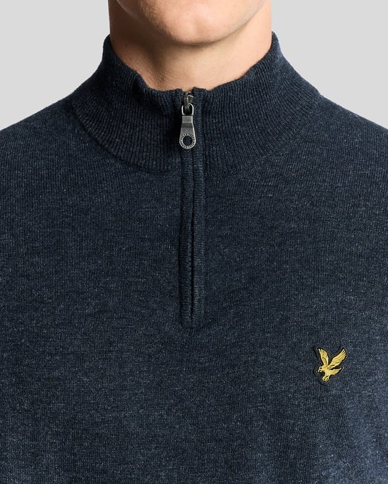 Lyle & Scott Lambswool Blend 1/4 Zip Jumper - Navy - Image 3