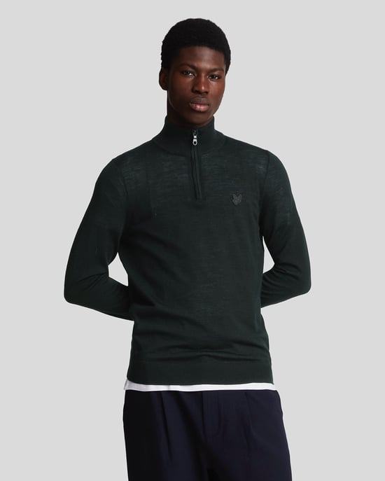 Lyle & Scott Merino Wool 1/4 Zip Jumper - Black - Image 1
