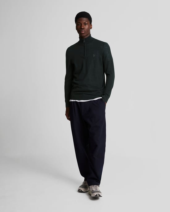 Lyle & Scott Merino Wool 1/4 Zip Jumper - Black - Image 2