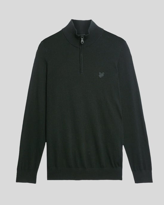 Lyle & Scott Merino Wool 1/4 Zip Jumper - Black - Image 5