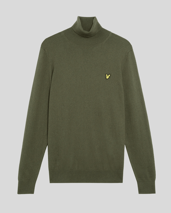 Lyle & Scott Cotton Merino Turtleneck Jumper - Green - Image 5