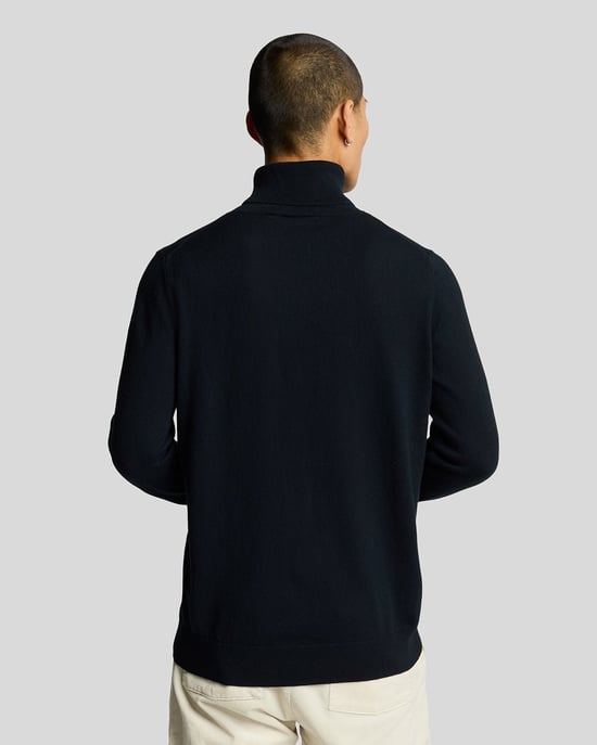 Lyle & Scott katoenen merino coltrui - marineblauw - Image 3