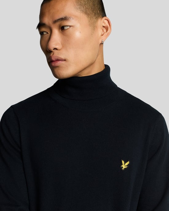 Lyle & Scott katoenen merino coltrui - marineblauw - Image 4