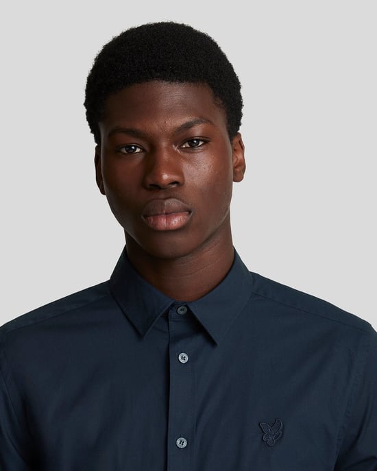 Lyle & Scott Stretch Fabric Poplin Shirt - Navy - Image 4
