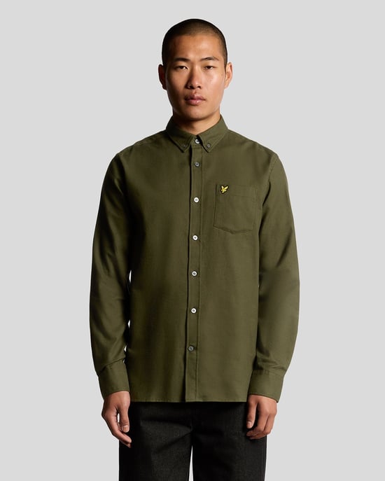 Lyle & Scott Overhemd met Knopen in Flanel - Groen - Image 1