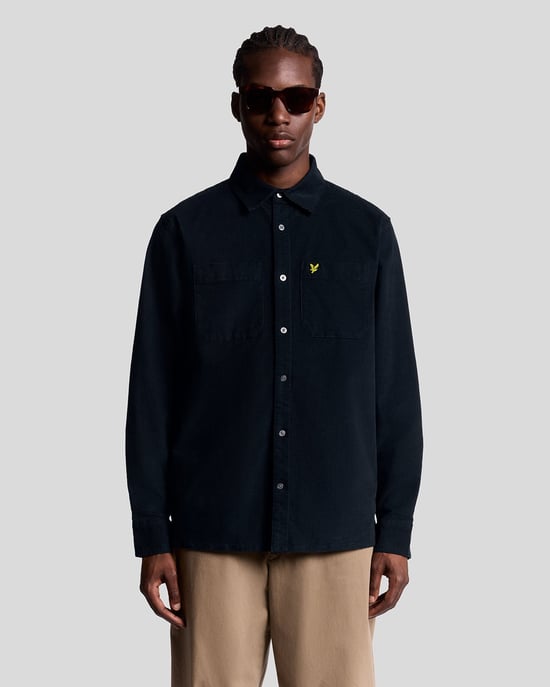 Lyle & Scott Lätt Nål Cord Skjorta - Marinblå - Image 1
