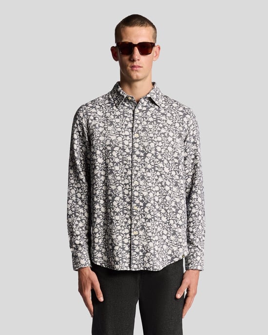 Lyle & Scott Viskosblandning Blommig Jacquardskjorta - Flerfärgad - Image 1