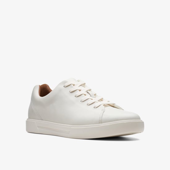 Un Costa Lace White Leather Trainers - Image 3