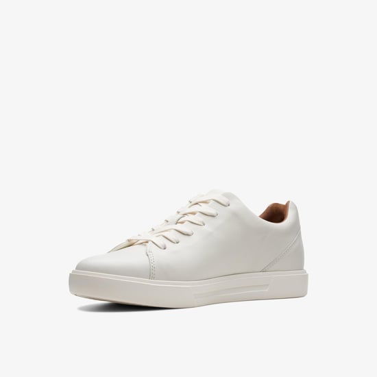 Un Costa Lace White Leather Trainers - Image 4