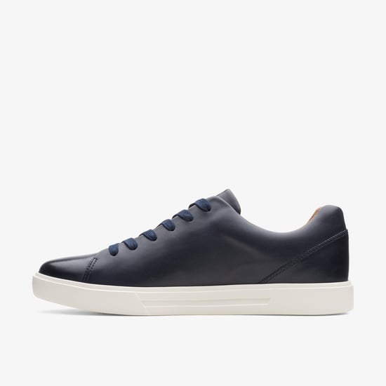 Un Costa Lace Navy Leather Trainers - Image 2