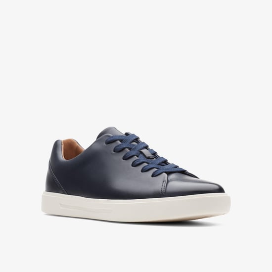 Un Costa Lace Navy Leather Trainers - Image 3