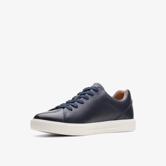Un Costa Lace Navy Leather Trainers - Image 4