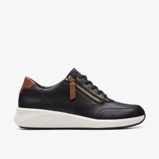 Un Rio Zip Black Leather Trainers - Image 1