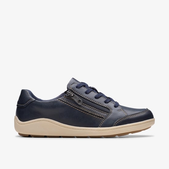 Bryianne Bayla Navy Leather Trainers - Image 1