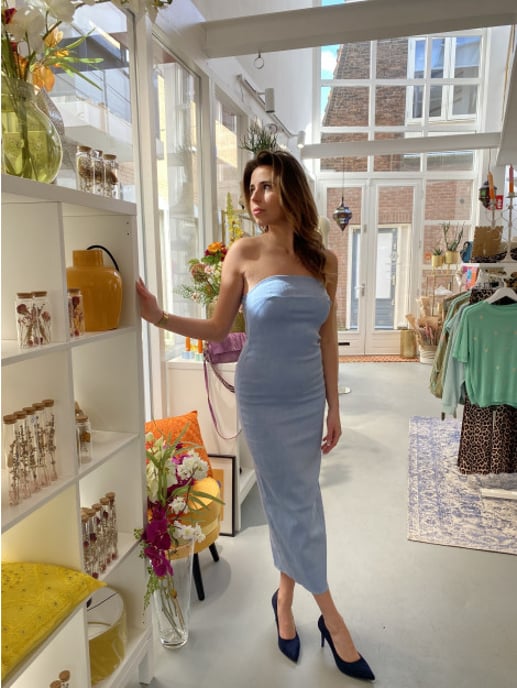 Eight Paris Jeans jurk off shoulder 521 light blue - Image 2