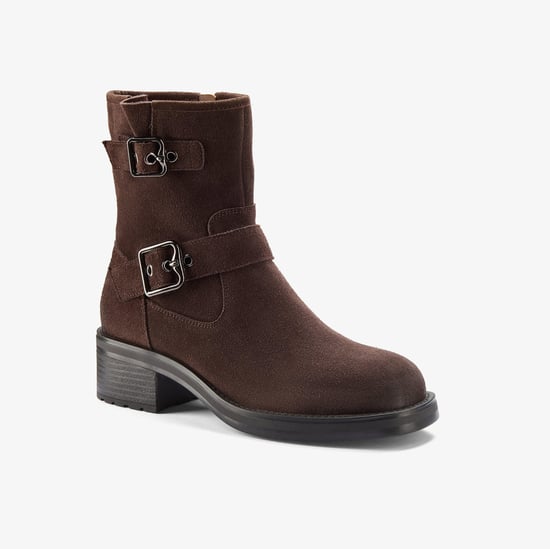 Chai Charm Dark Brown Suede Boots - Image 4