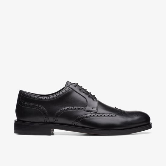 Craftdean Wing Brogue Black Leather Shoes - Image 1