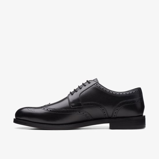 Craftdean Wing Brogue Black Leather Shoes - Image 2