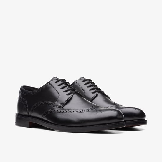 Craftdean Wing Brogue Black Leather Shoes - Image 4