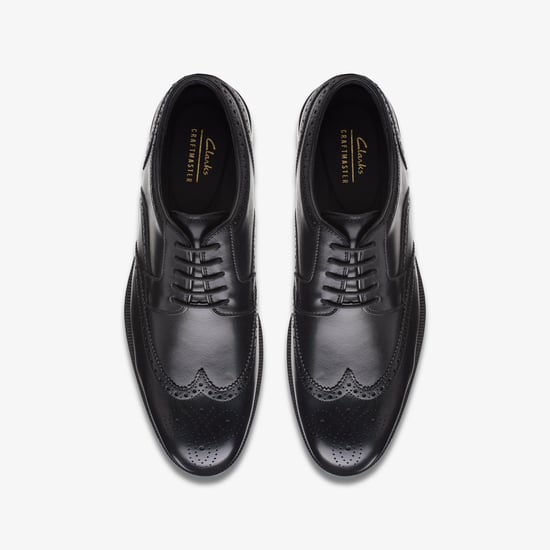 Craftdean Wing Brogue Black Leather Shoes - Image 6