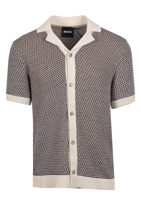 Boss Black Iconico Knitted Polo Open White - Image 1
