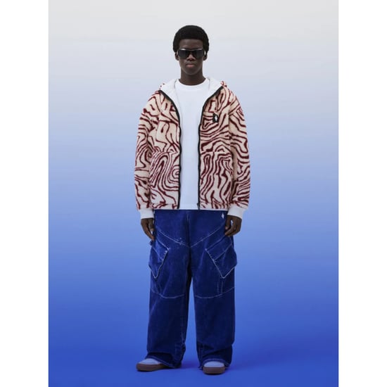 Marcelo Burlon Aop fluid pile over jacket ecru burgundy - Image 2