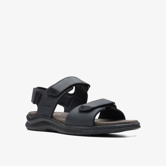 Hapsford Creek Zwarte Geribbelde Leren Sandalen - Image 3