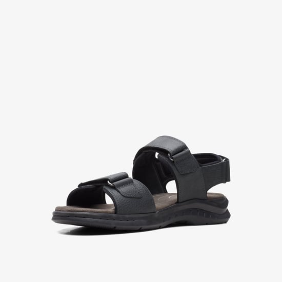 Hapsford Creek Zwarte Geribbelde Leren Sandalen - Image 4