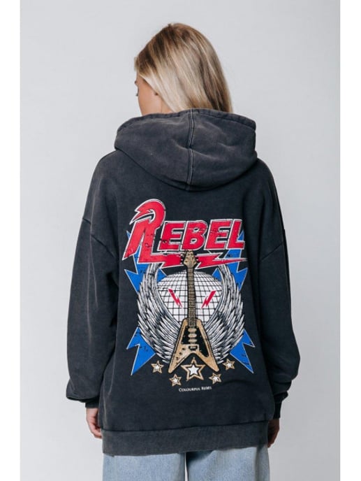 Colourful Rebel Rebel guitar oversized hoodie - Image 1