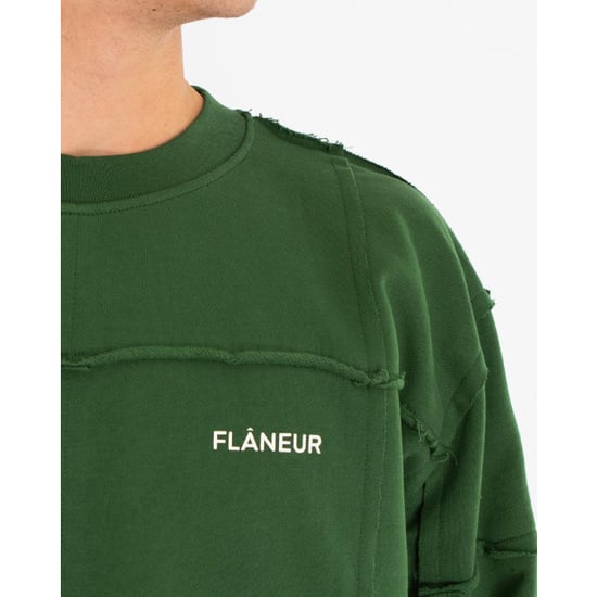 Flaneur Homme Heren cut & sew sweater green - Image 4