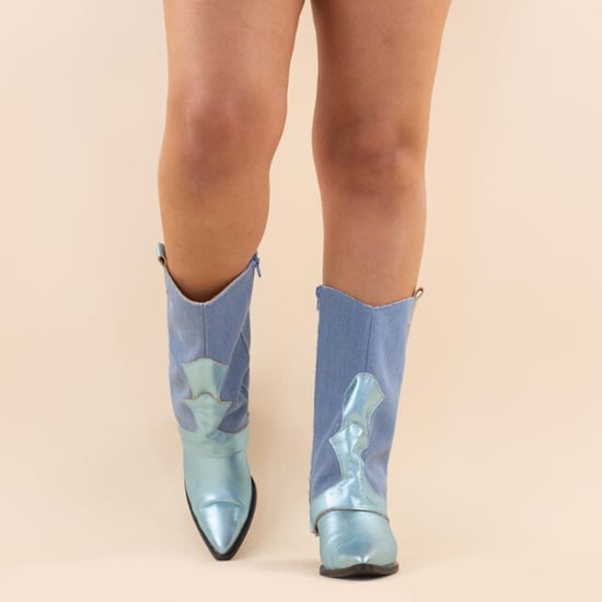 DWRS Label Kaplaarzen 10543 shetland denim dames leer - Image 3