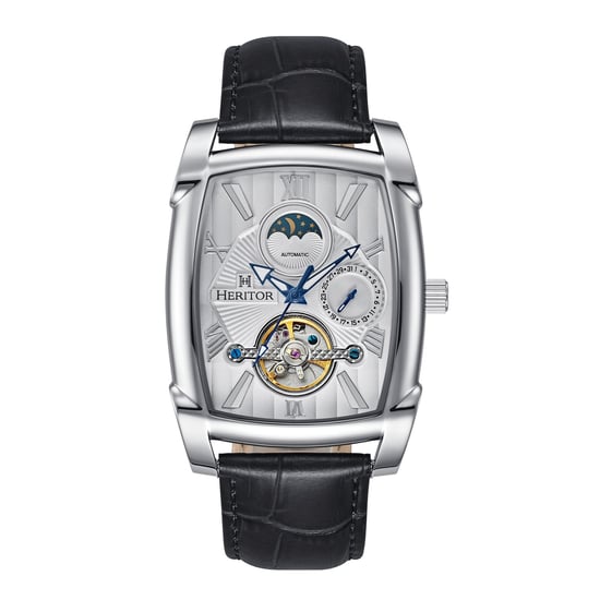 Heritor Automatic Valentin leren band horloge met datum - Image 1